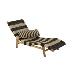 LOUNGER STRIPS WOVEN PLASTIK BLACK NATURAL TEAK 170 